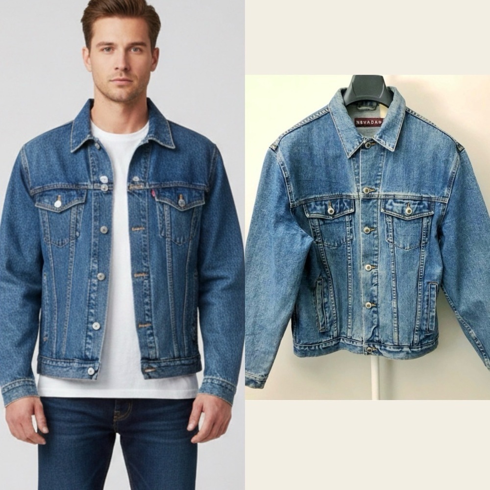 Vintage Nevada Men's Oversized Denim Jacket Size Medium Casual Street Wear Coat.